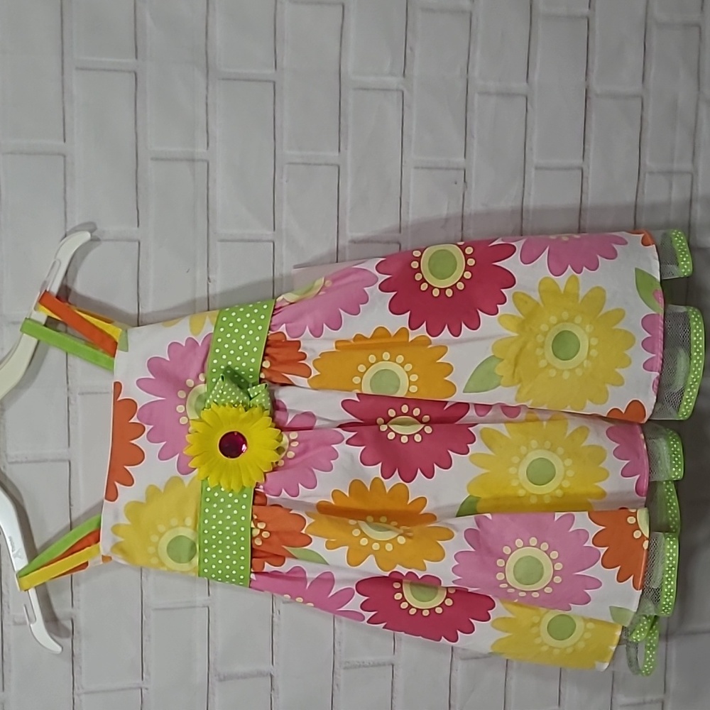 Rare Editions Bright floral infant dress